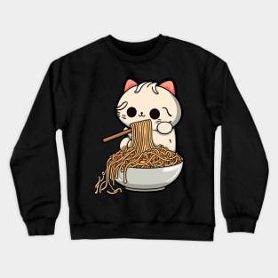 Cat eating spaghetti Crewneck Sweatshirt